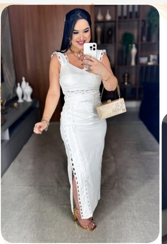 Vestido no Linho com Fenda